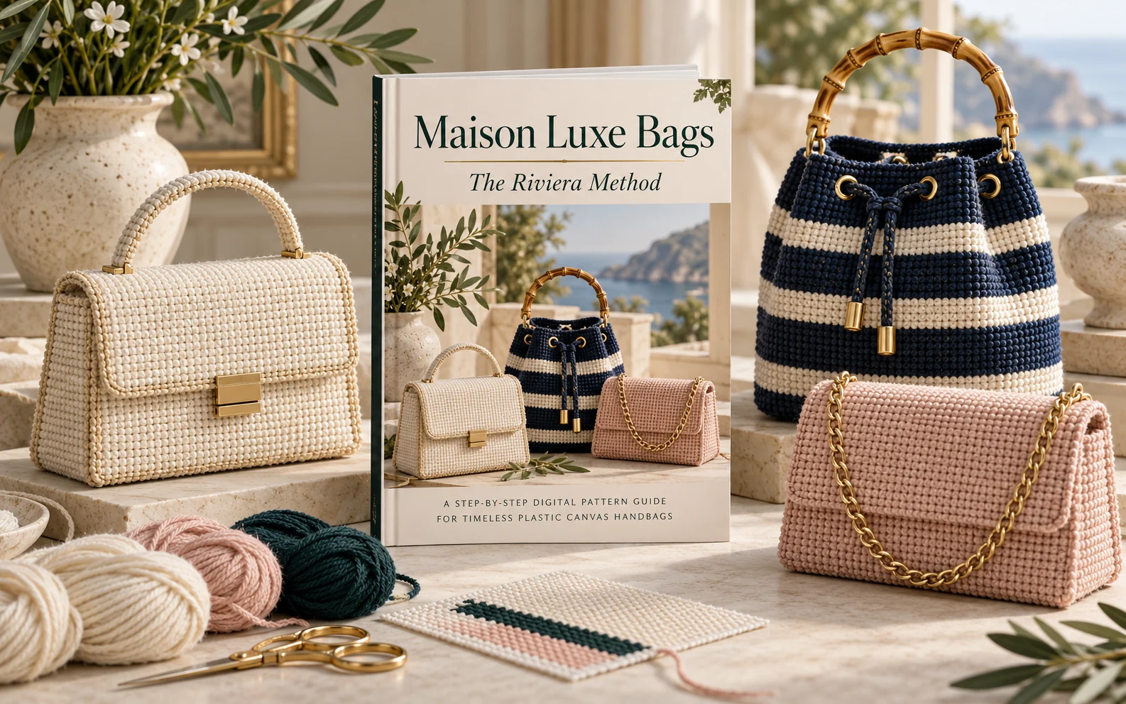 Maison Luxe Bags, The Riviera Method — pattern book and finished bags